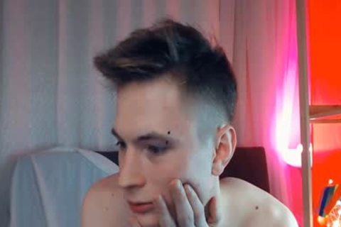 Blond Teenage teen With His Pale Skin stroking