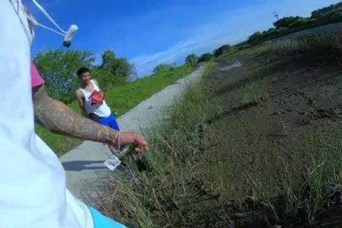 Puerto Rican hammers darksome Hung Bottom outdoors