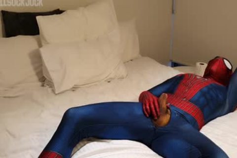 Hung lustful Spiderman discharges gigantic Web