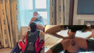 Brett Tyler & Caged snatch lad - Window Fisting