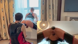 Brett Tyler & Caged snatch lad - Window Fisting