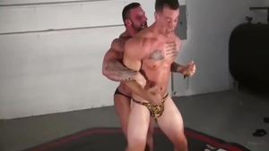meaty Muscle Wrestles beautiful Lean Muscle Hunk